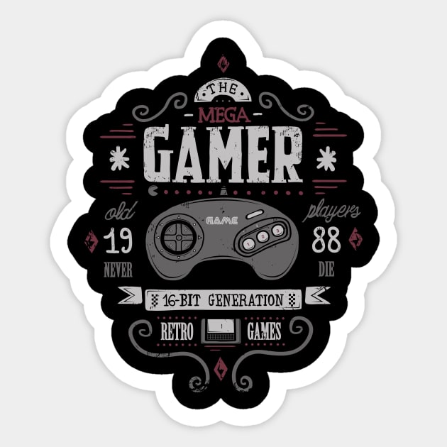 Retro Gaming - Sega genesis 16 bit - Cartridge gamer Sticker by Typhoonic